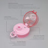 Deckel für auslaufsichere Trinkflaschen in pink. BPA-frei und Kohlensäure geeignet. Ideal für Schule und Kindergarten. Passt auf jede unserer 350ml und 500ml Trinkflaschen. Mit drei Silikondichtungen, Anti-Gluck-Öffnung, 1-Klick-System und dem Sicherheitsbügel